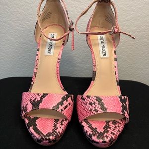 Pink Snake Print Steve Madden Heels.